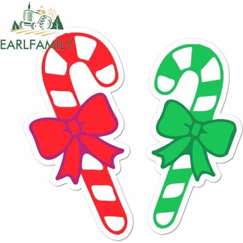 EARLFAMILY 13cm x 12.7cm For Red And Green Candy Canes VAN GRT Decoration Digitally Printed Creative Stickers Creative Stickers