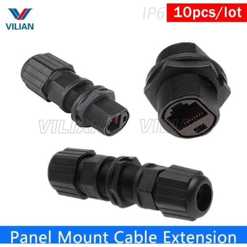 IP67 RJ45 Ethernet waterproof adapter socket Connector Panel Mount Outdoor Straight-through joint plug 8P8C 10 units