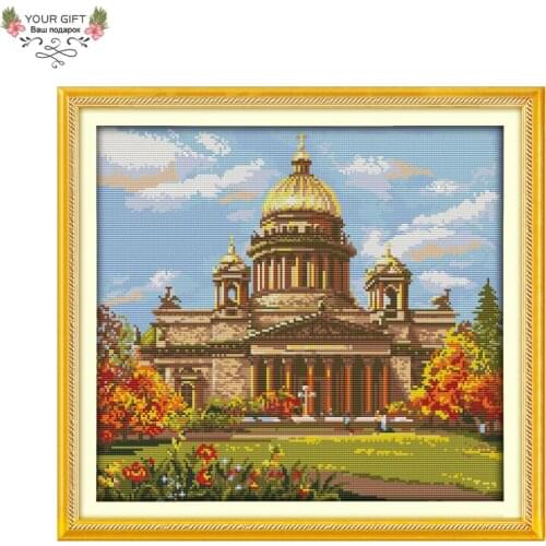 Joy Sunday F787(6) 14CT 11CT Counted and Stamped Home Decor Europe Castle Needlework Needlepoint Embroidery Cross Stitch kits