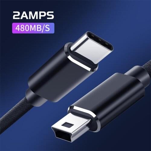 USB Type C To Mini USB Quick Charging Cable USB2.0 Mobile Phone Charger Data Transfer Cable For Samsung S20 Macbook Pro