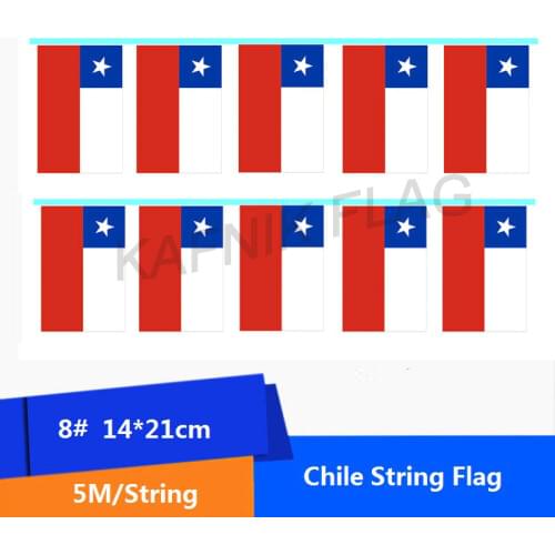 KAFNIK,5 meters 20 faces 14*21CM Chile String Flag Banner Bar For Party Decoration/World Event Carnival Decor