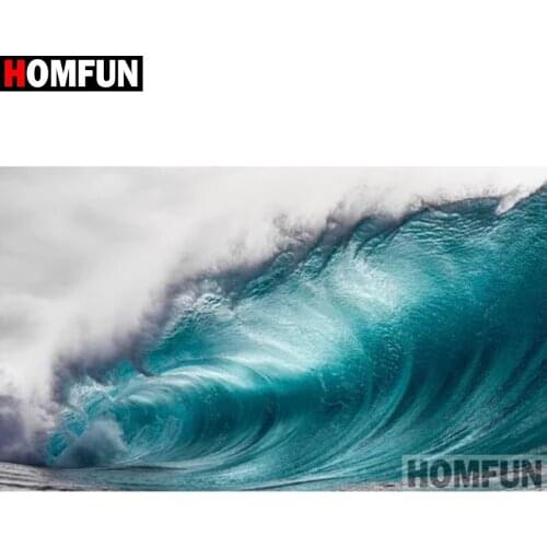 HOMFUN 5D Diamond Painting Full Square/Round "Waves landscape" Picture Of Rhinestone DIY Diamond Embroidery Home Decor A27406