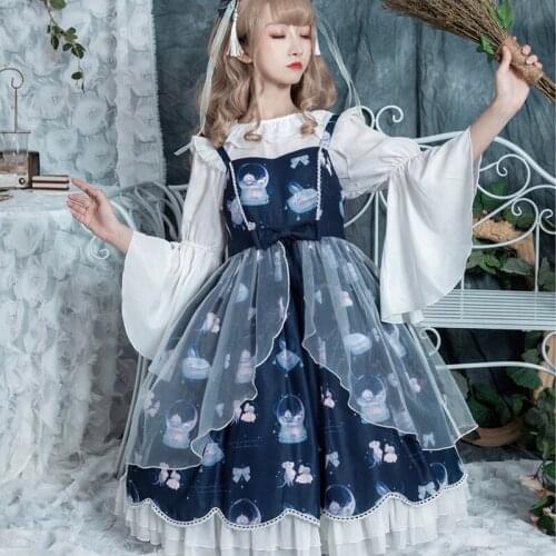 Classic Lolita Dress Kawaii WomenS Cosplay Lolita Costume Cotton JSK Dress For Girls Gothic Lolita Dress Victorian Dress SL4024