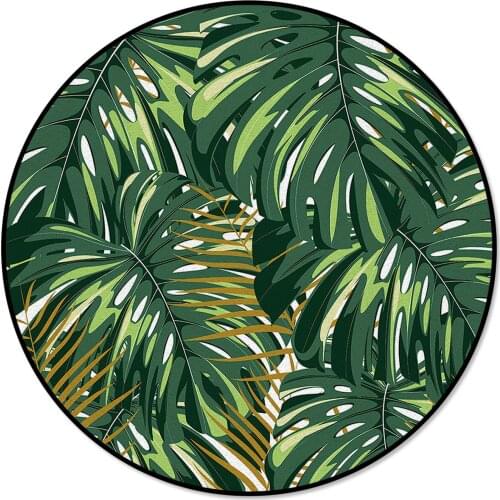 Creative Rugs for Children Rooms Tropical Plant Monstera Pattern Round Carpet Rug Carpets for Home Living Room Bedroom