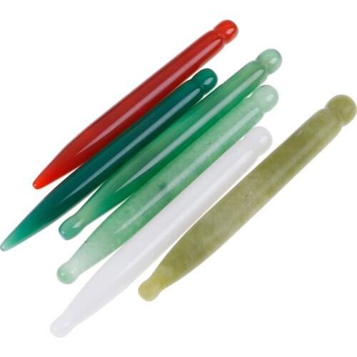 Guasha Faical Massage Treatment Hot Natural Jade GuaSha Scraping Face Massage Wand For Therapy Stick Point