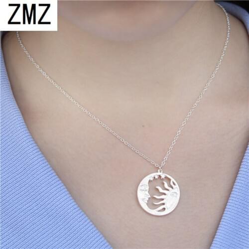 ZMZ 30pcs/lot Europe/US fashion one family pendant cute The sun, moon and stars necklace gift for mom/girlfriend party jewelry