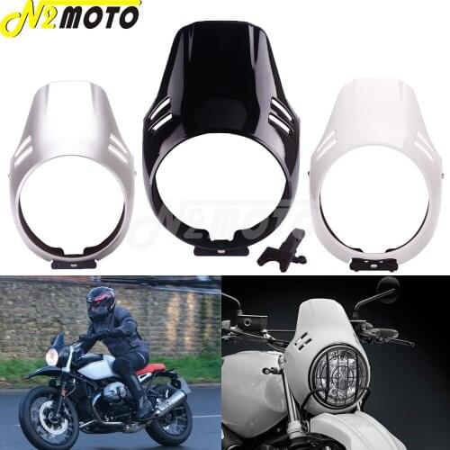 Motorcycle Black Headlight Fairing Head Lamp Windshield Front Mask Cowl w/ Bracket For BMW R nineT Urban G/S Scrambler 2016-2019