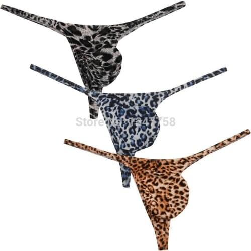 Men Leopard Micro Thong Male Soft String Sexy Underwear Bulge Pouch Tanga Sissy Lingerie For Men Mankini