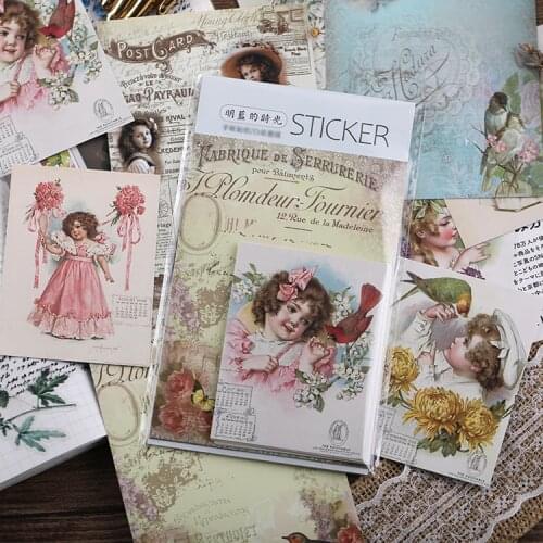 Hand-bill stickers Homemade decorative junk journal retro hand account background material Victoria Girl