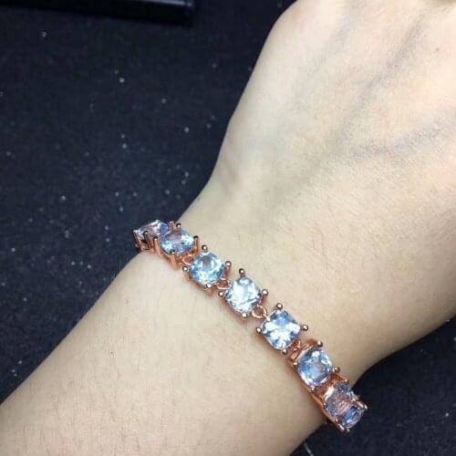 Sky Blue Topstone bracelet 925 sterling silver inlaid fashion style Beautiful jewelry gift