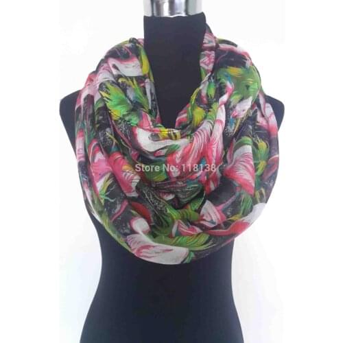 Newest! Oversize Flamingo Bird Print Infinity Scarf Shawl Wrap Womens Accessories, Free Shipping