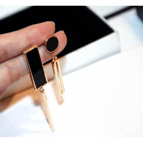 New Geometric Long Asymmetrical Earrings High-end Quality Personalized Earrings Jewelry Wholesale And Retail Crystal Earrings