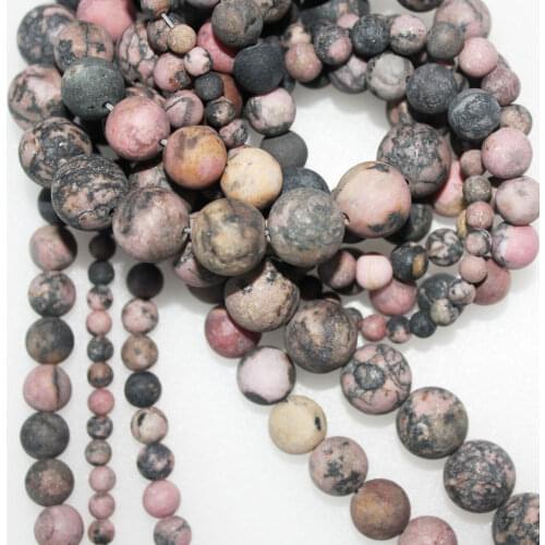 Bulk Wholesale Natural Stone Matte Black Line Rhodonite Loose Beads 4 6 8 10 12mm for Jewelry Making Necklace Bracelet DIY