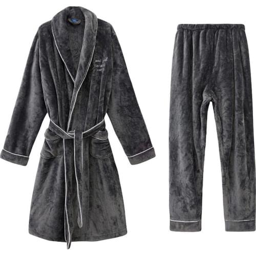 Autumn and Winter Facecloth Robe Thickening Pajamas Autumn and Winter Models Coral Velvet Bathrobe Warm Plus Velvet Long Models