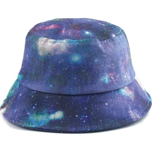 2021 Fashion Galaxy And Stars Printed Bucket Hats For Women Men Panama Summer Sun Protection Hat Bob Homme Fishing Cap
