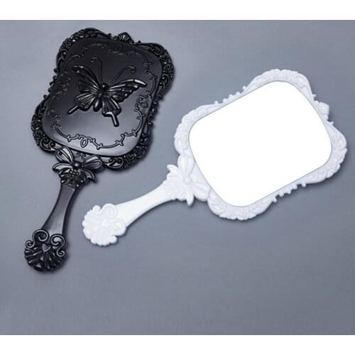 Plastic mirror retro butterfly carving dressing mirror small gift handle makeup mirror 12.5*5.5cm