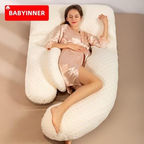 Babyinner Maternity Pillow U-shape Multifunction Pregnant Pillow Removable Comfortable Sleeping Support Pillow Waist Cushion