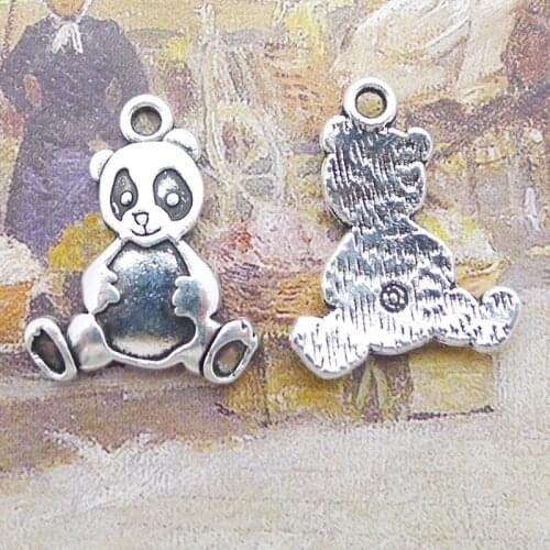 RAINXTAR Fashion Alloy Animal Charms Cute Panda Charms For Kids 18*23mm 20pcs AAC156