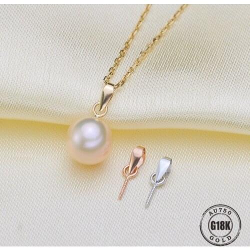 Luxury genuine G18K Gold Accessories Fashion Pearl Pendant Settings Findings Pendant Mountings Women Accessories Female Jewwelry