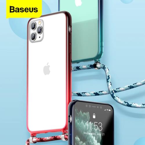 Baseus Luxury Crossbody Phone Case Lanyards Clear Back Cover Transparent for iPhone 11 Pro Max for Women Men Design Strap Cases