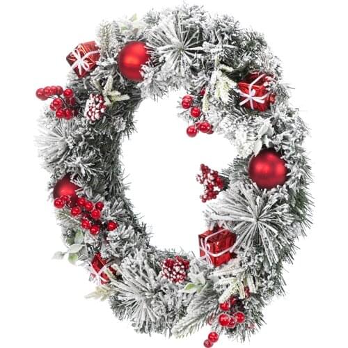 Artisasset Christmas Wreath Decorated With a Snow-White Effect Apple Gift BoxAt Christmas wreath with branches