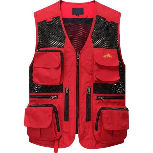 Mesh Breathable Detachable Fishing Vest Men Multi Pockets Photographer Waistcoat Travel Sleeveless Jackets with Many Pockets