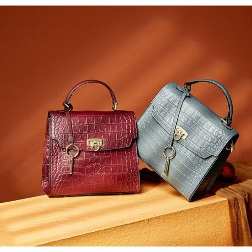 Women Handbag Genuine Leather Shoulder Crossbody Bag Cowhide Real Leather Bags Ladies Designer Alligator Tote Bolsa Feminina