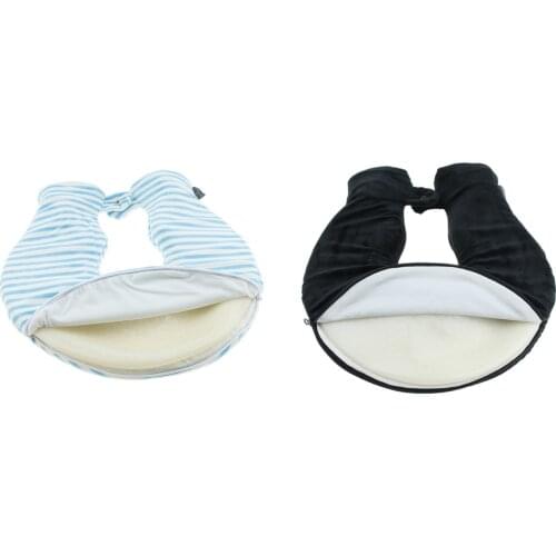 1.4L Travel Home Winter U Shaped Neck Hot Water Bottle Heated Bag Cover Set Black Blue