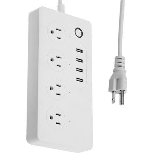 4 USB Power Strip US Plug Wifi Smart Socket 4 AC Outlets Charging Port App Voice Control for Alexa Google Home Assistant - 1.8M