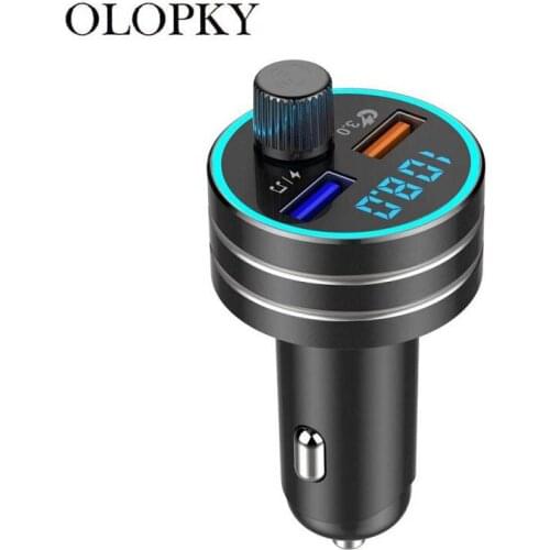QC3.0 Fast Charging For Phone Car FM Transmitter Bluetooth 5.0 Modulator Music Player With LED Lights Kit Mobile Phone Chargers