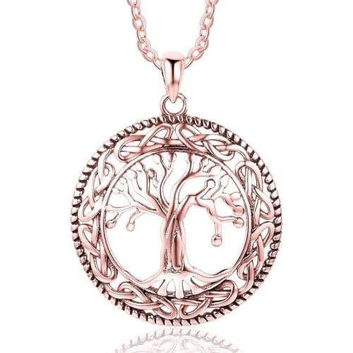 Vintage Tree Round Small Pendant Necklace Bijoux Elegant Women Accessories Jewelry Lover Gifts