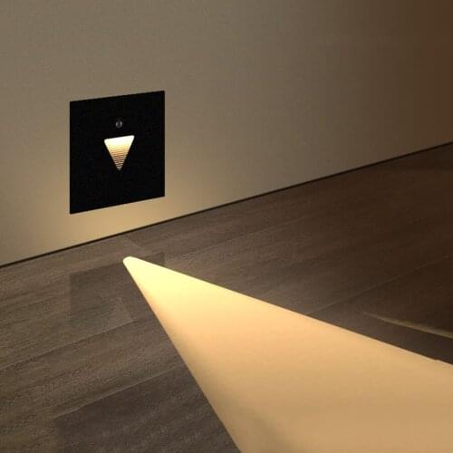 3W PIR Infrared Motion Sensor LED Stair Light Waterproof Recessed LED Step Light Outdoor Wall Corner Lamp Stairway LED Footlight