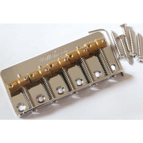 Wilkinson Chrome WBBC 5Strings Bass Bridge, Brass Saddle In Gold