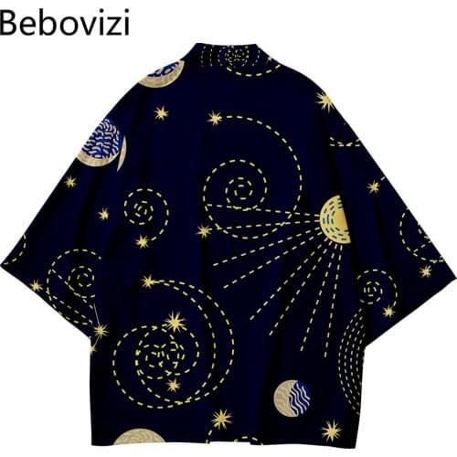 Japanese Cardigan Women and Men Harajuku Haori Kimono Plus Size XXS-6XL 5XL Geometric Starry Sky Loose Cosplay Top Yukata Robe