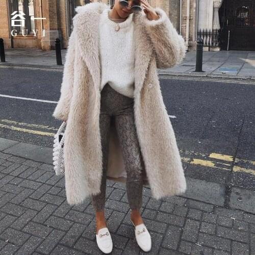 2021 Autumn and Winter Womens Plush Jacket Fashion Loose Long Warm Pure Color Ladies Oversized Cotton Coat Lapel Collar Tops