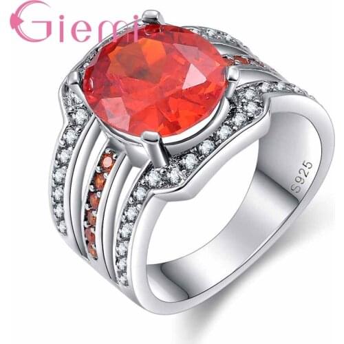 Classic Women Wedding Promise Jewelry Oval Orange Crystal Charm Ring for Female Fine 925 Sterling Silver Brand Bijoux
