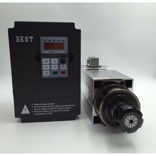 1.5kw 380V CNC Spindle Motor Kit 18000rpm ER20 Air-cooled Square Spindle Motor + 1.5kw VFD Inverter for Woodworking New