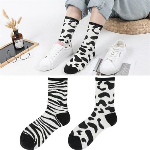 1 Pair Fashion Cute Trend Women Socks Lovely Japanese Harajuku Winter Warm Cotton Sock For Ladies Cow Print Cosplay Socks