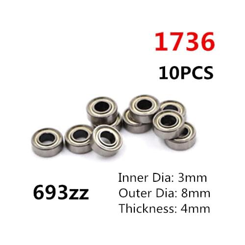 10pcs 693ZZ Miniature Ball Bearings 3*8*4mm Small Double Shielded Miniature Metal Steel Bearing