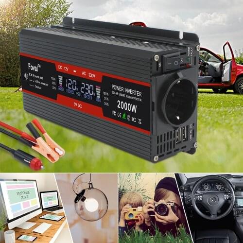 12V 2000W Solar Inverter Modified Sine Wave LCD Display Convert CarTransformer Car Power Adapter Appliances Webasto 12 volts