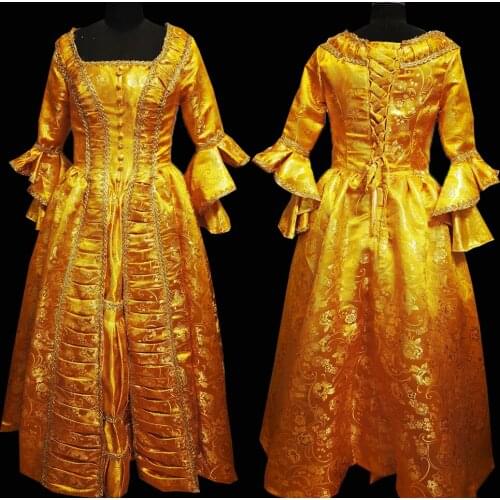 2020 New yellow victorian Halloween Cosplay dress Colonial Georgian Renaissance Gothic Historical dress D-611