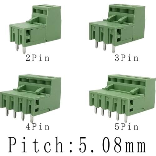 2EDG 5.08mm Right Angle PCB Screw Terminal Block Connector 2P 3P 4 P 5 Pin 2EDG5.08 Plug-Pin Header Plug Socket Wire Connectors
