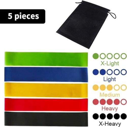 5 pcs/set Levels Yoga Resistance Rubber Bands set Sport Training Workout Loops Latex Elastic Bands Fitness Equipment set