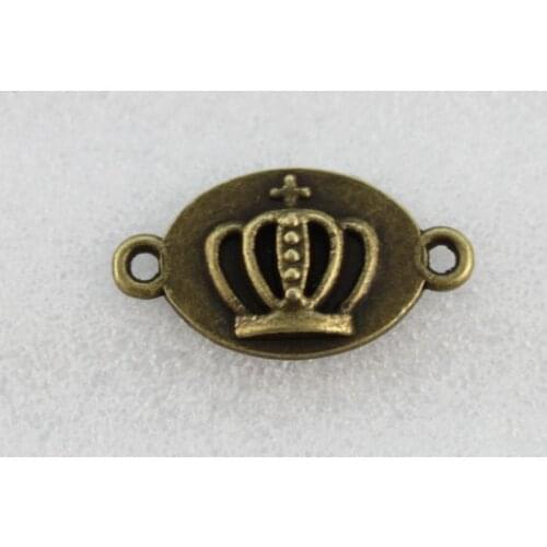 60PCS Antiqued Bronze Crown Oval Link Connectors 24x13mm #23169