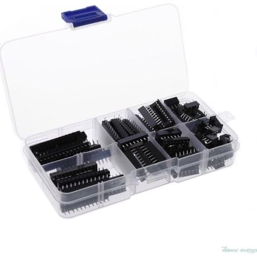 66pcs/set DIP IC Sockets Adaptor Solder Type Socket Kit 6,8,14,16,18,20,24,28 pins CGKCH050