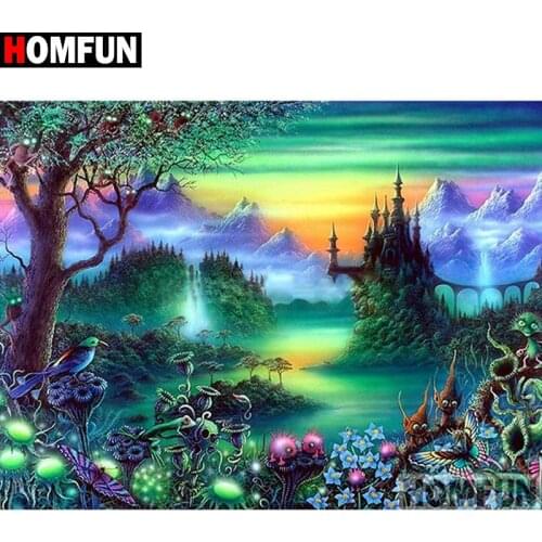 HOMFUN 5D DIY Diamond Embroidery Full Display "Cartoon landscape" Diamond Painting Square/Round Rhinestones Decor Art A27209