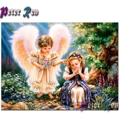 Full drill resin Diamond painting Angel girl big tree Rhinestone cross stitch 5d Diy Diamant embroidery Mosaic home decor gift