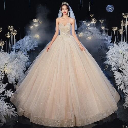 Glitter Luxury Wedding Dress Classic Sweetheart Ruched Bridal Gown Puffy Skirt Vestido De Noiva Robe De Mariee Customizes