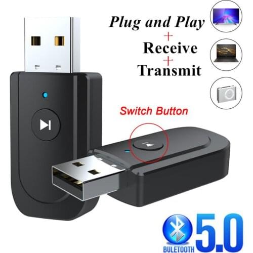 Bluetooth 5.0 Audio Receiver Transmitter 3.5mm Jack AUX USB Mini Stereo Music Wireless Adapter 3 IN 1 For PC Headphones TV Car