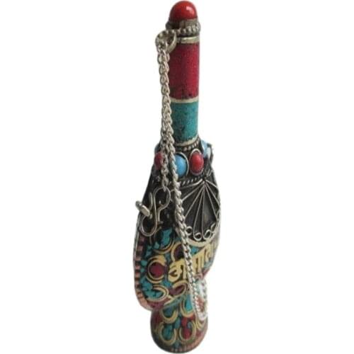 10 cm * /Chinese manual sculpture cloisonne copper, turquoise snuff bottles